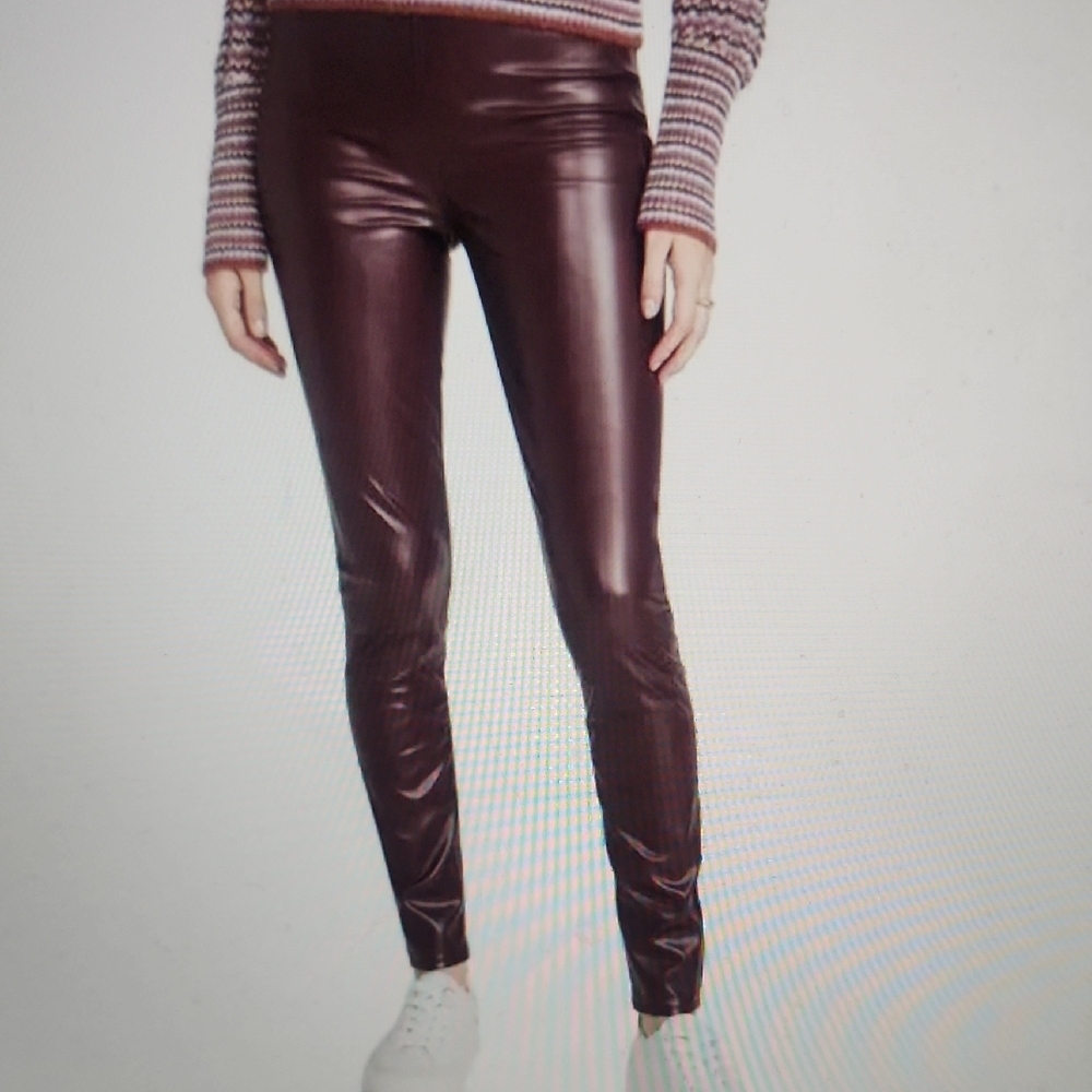 RAG & BONE Burgundy Nina Faux Leather Leggings Pull On Skinny Size XS